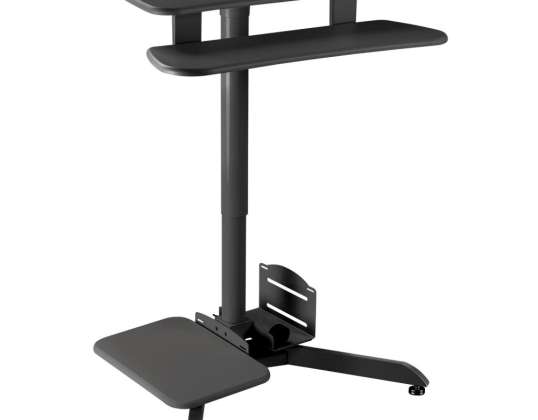 Bureau réglable en hauteur station de travail Maclean avec ressort à gaz pour travail debout et assis hauteur max 109 cm MC 848