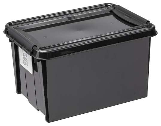 Conteneur avec couvercle PlastTeam ProBox Recycle QR 14L noir
