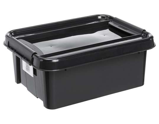 Beholder med lokk PlastTeam ProBox Recycle QR 21L svart