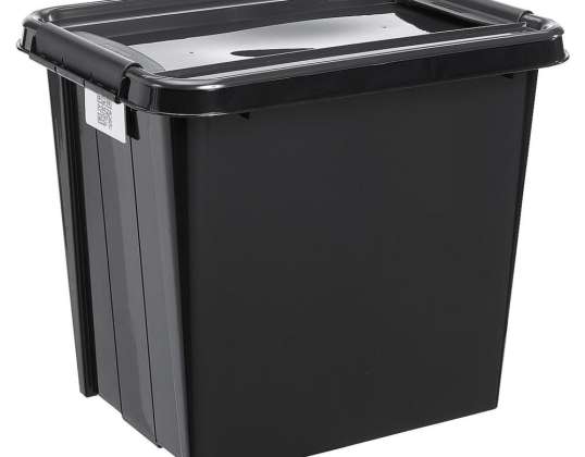 Container with lid PlastTeam ProBox Recycle QR 53L black