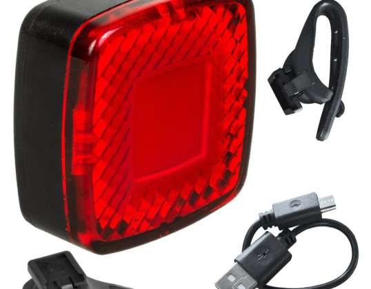 Lumière LED Maclean. Câble de vélo arrière. Capteur de crépuscule. ÉPI D’ARRÊT AUTOMATIQUE USB.  Max.125lm. Acu 450mAh. Référence MCE355