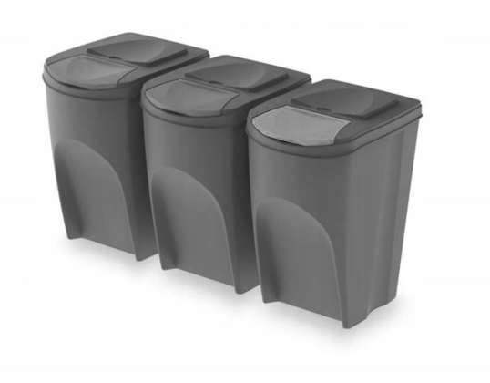Sett med sorteringskurver Sortibox 3x35L grå