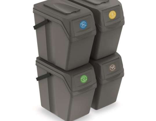 Ensemble de bacs de tri Sortibox 4x25L gris ISWB25S4