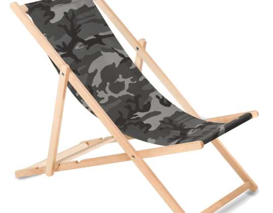 Chaise longue classique en hêtre GreenBlue GB183 camouflage gris