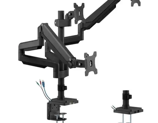 Desk Mount for Three Monitors Black Ergo Office.