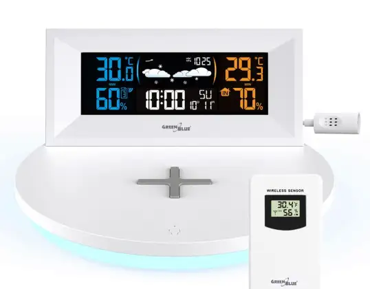 Estação meteorológica sem fio com carregador sem fio/indutivo GreenBlue GB213