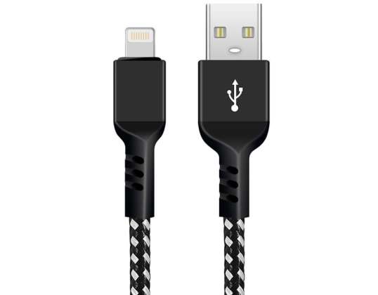 Lightning-kabel Maclean. støtter Fast Charge 2.4A. dataoverføring. 5V/2.4A. svart. lengde 1m. MCE472
