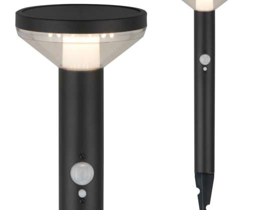 Lampă solară LED Maclean cu senzor 3 moduri înfipt Li ion 18650 IP44 3 7V 1200 mAh Neagră MCE465 B