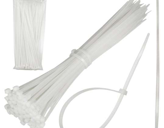 Colliers de serrage Maclean  3.6x250mm  Résistants aux UV  Température d'utilisation   -40  à  +85 °C  100 pièces  Blanches  MCTV 463 W
