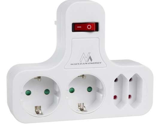 Maclean quadruple socket with switch and stabilizing foot type schuko 2x2.5A 2x16A MCE224G