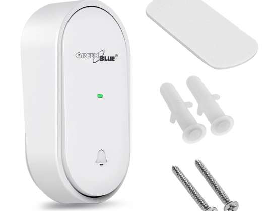 Kinetik verici düğme GreenBlue. GB210 zili ile uyumludur. Pille çalışmaz. Beyaz. GB348