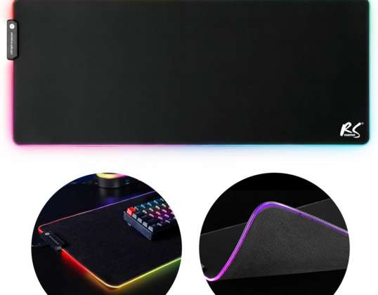 Gaming musematte for mus og tastatur med LED RGB-belysning NanoRS 800x300x4mm RS705