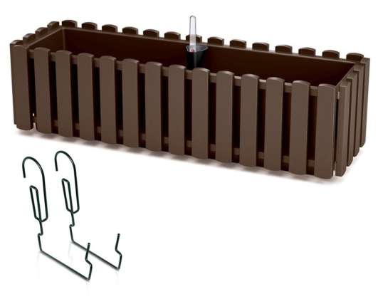 Balcony Planter with Hooks Boardee Fencycase DDEF600W Brown