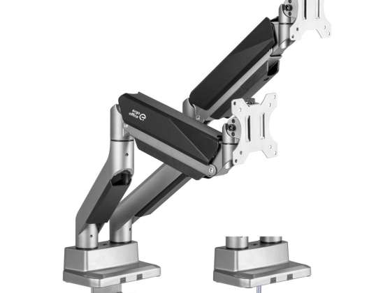 Support de bureau universel pour deux moniteurs Ergo Office. ressort à gaz 17" 35" 15kg. VESA 75x75 / 100x100. ER 446