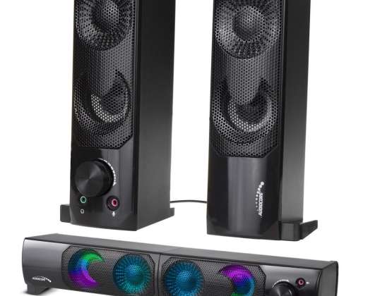 Haut-parleurs d'ordinateur soundbar Audiocore 3Wx2. LED. USB 5v. entrée ligne. AC955
