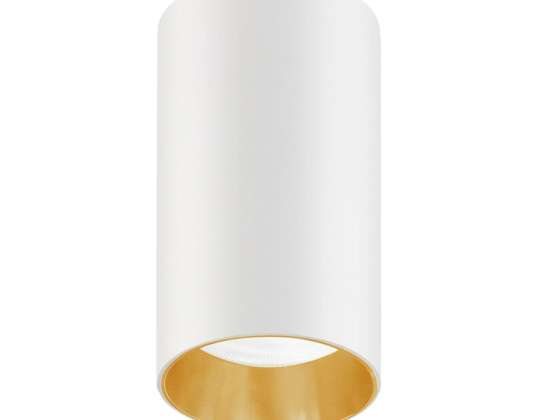 Paviršinė montavimas / Maclean vamzdis taškinis apvalus aliuminis GU10 55x100mm balta/auksinė MCE458 W/G