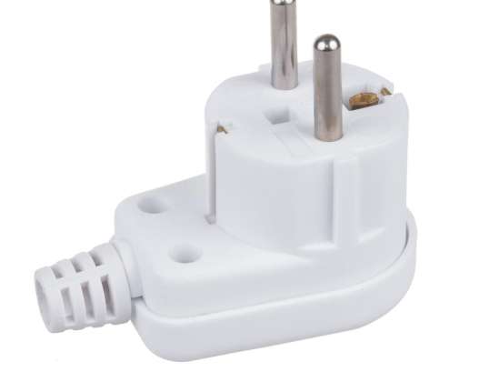 Angled plug 230V with Maclean earthing. UNISCHUKO. 16A. 250V. white. universal plug. MCE330