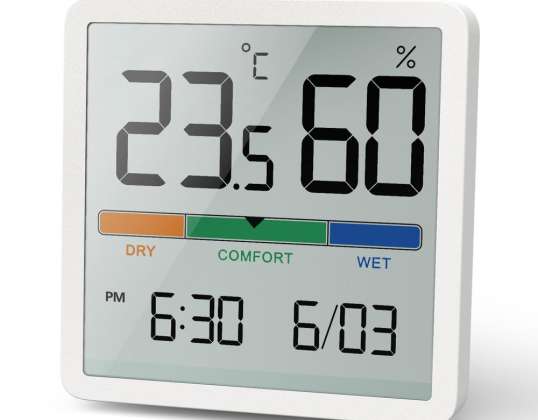 Termometer/hygrometer med klocka och datumfunktion GreenBlue