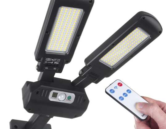 Сонячний світильник LED з датчиком руху та пультом Maclean IP54. 5Вт. 2x450лм. 6500К. Li ion 2400 мАг. 3 режими роботи MCE447