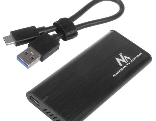 Disk enclosure Maclean. SSD M.2. NVMe  PCIe. NGFF SATA. USB 3.1. sizes 2230/2240/2260/2280. aluminum enclosure. MCE443
