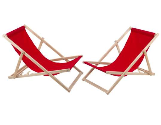 Set med två röda Woodok loungers för självmontering