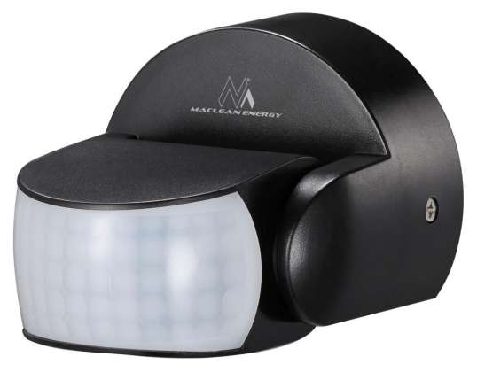 Maclean PIR liikumisandur. Infrapuna. IP65. must. vahemikus 12m. max. koormus 800/1200W. MCE468 B.