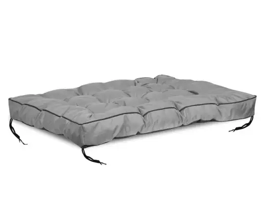 Coussin de jardin pour palettes avec côté haut et garnitures, gris 120x80cm