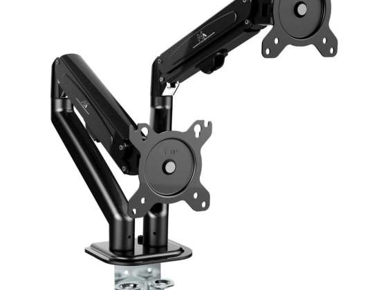 Halterung für 2 Monitore Maclean. Gasfeder. 13" 27". 7kg. schwarz. MC 861N
