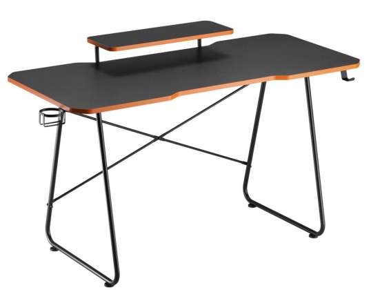 Pelipöytä näyttöhyllyllä NanoRS 50kg max korkeus 850mm musta RS170
