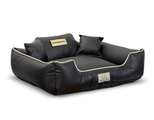 Cama desmontable antideslizante de ecopiel 100x75cm negra KingDog