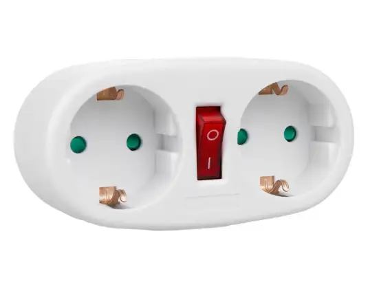 Maclean stikkontakt. Splitter med 2 stikkontakter og bryter. type F. 2x16A. MCE338 F