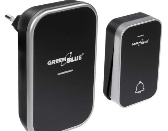 GreenBlue batterijloze kinetische draadloze deurbel. 38 melodieën. zwart. bereik tot 200m. IP44. GB157 B