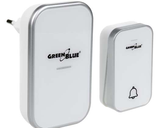 Kabelloser kinetischer Türgong GreenBlue ohne Batterie. 38 Melodien. Weiß. Reichweite bis 200m. IP44. GB157 W