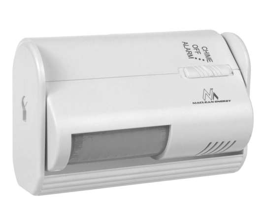 Bezvadu ieejas signalizators Maclean. PIR sensors. darbības attālums 8m. barošana ar 9V DC bateriju. skaņas līmenis pārsniedz 70dB. MCE311 W