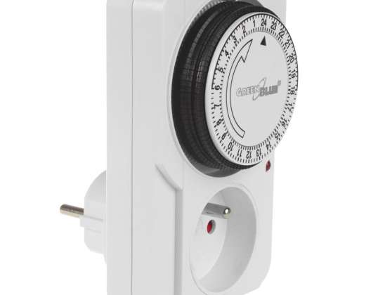 Mechanische timer GreenBlue GB360. 48 programma's. max. belasting 16A. IP20.