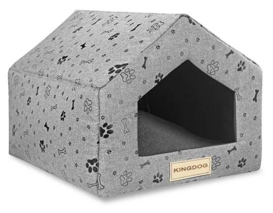 Cama de Espuma Casa Ossos Pretos 50x40 cm h38 cm Kingdog