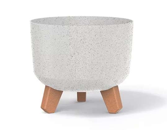 Doniczka Gracia Eco Wood blanco eco FSC mix crédito DNV COC 002260 diámetro 200 mm