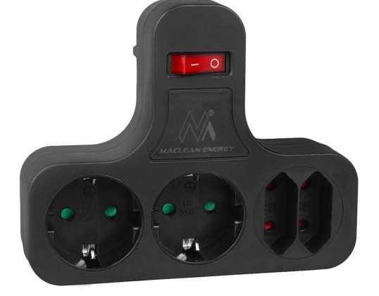 Maclean Vierfachsteckdose mit Schuko stabilisierendem Fußschalter 2x2,5A 2x16A MCE224 G/B