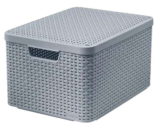 Korb mit Deckel Curver Rattan Style L hellgrau