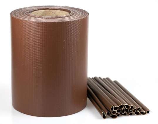 Schutting tape met clips 19 cm x 35 m bruin