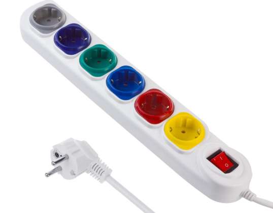 Maclean Power Strip 6 Sockets with Switch 250VAC/10A 1.5m MCE509 W
