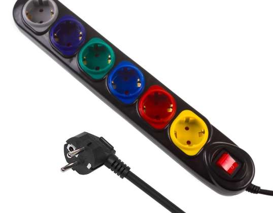 Regleta Maclean 6 tomacorrientes con interruptor 250VAC/10A 1.5m MCE509 B