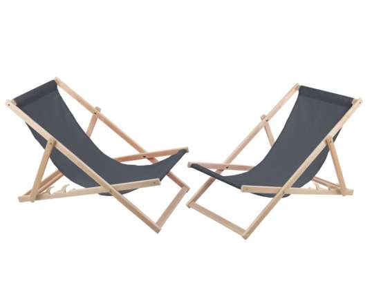 Ensemble de 2 chaises longues GRIS. assemblées Woodok