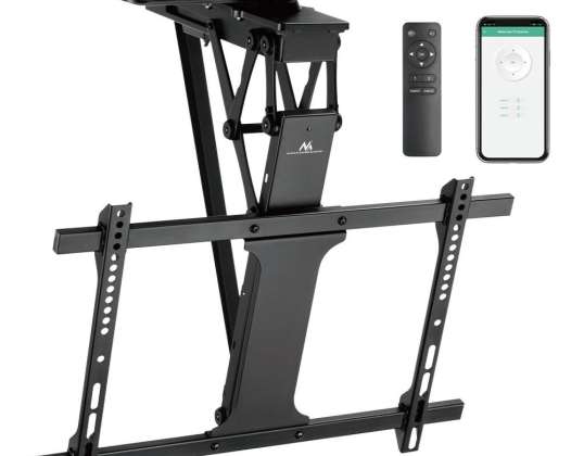 Maclean electric ceiling TV mount. TUYA support. max VESA 600x400. 90°C turnover. pilot. 32&quot; 75&quot;. 35kg. MC 490