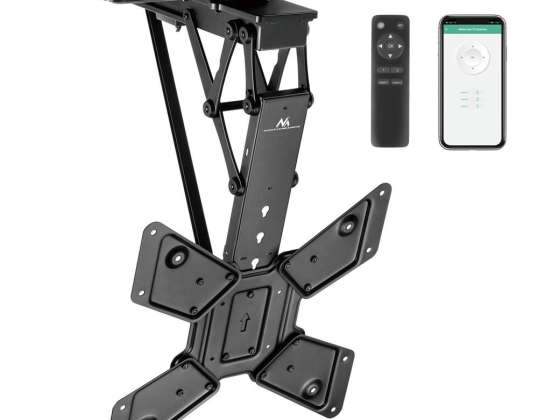 Maclean electric ceiling TV mount. TUYA support. max VESA 600x400. 90°C turnover. pilot. 23&quot; 65&quot;. 30kg. MC 491
