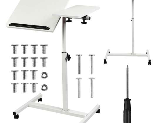 Mobiler Maclean Laptop Schreibtisch/Ständer. Weiß. Höhenverstellung 56 86cm. Max. 30kg . MC 121 W