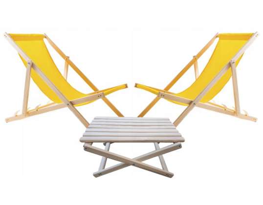 Lot de 2 transats table jaune Woodok