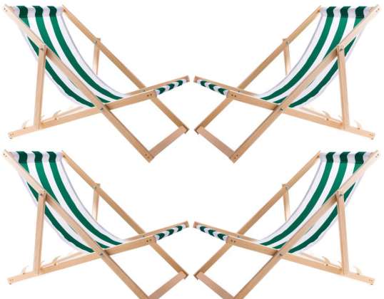 Lot de quatre transats ceinture verte Woodok assemblé