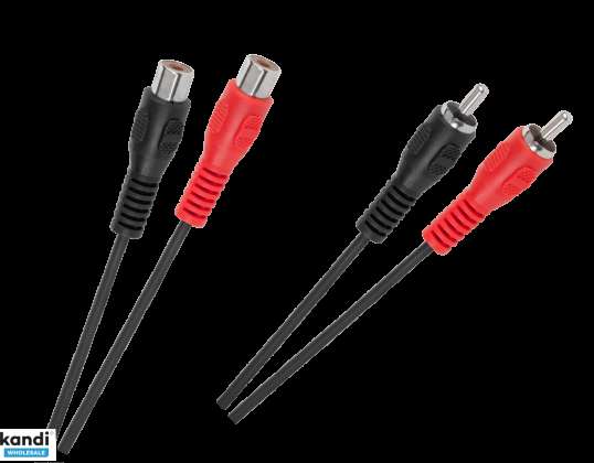 Кабел: 2 x RCA щепсел, 2 x RCA контакт, 3м