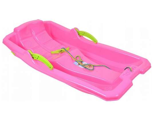 Trineo de plástico Karol con frenos - rosa
